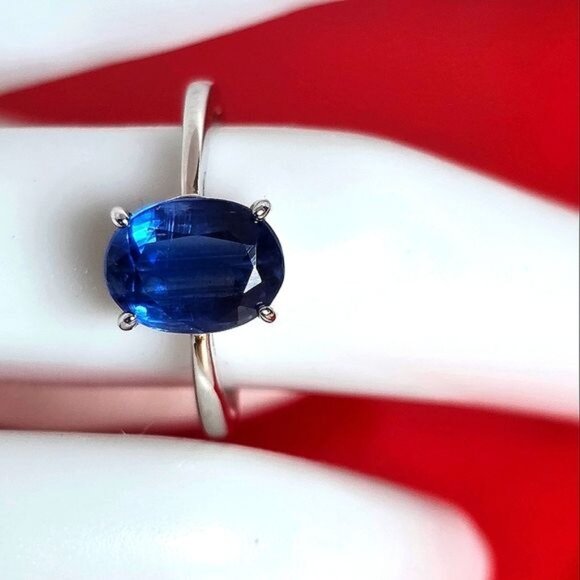 Natural Kyanite 925 Sterling Silver Ring SZ 6 - Picture 2 of 5